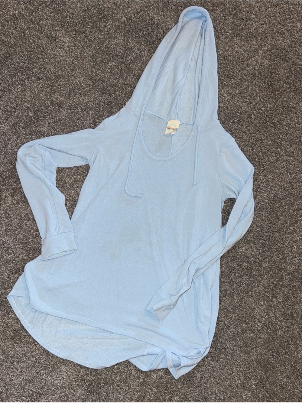 Light Blue Women's Hooded Long Sleeve Top